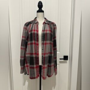 Free People Red and Gray Plaid Tunic